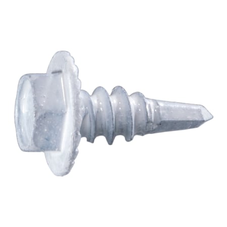 Midwest Fastener Self-Drilling Screw, #10 x 1/2 in, White Ruspert Steel Flange Hex Head External Hex Drive, 100 PK 54482